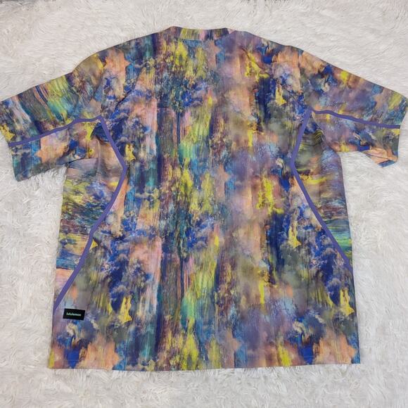 Lululemon Water Repellent Hiking Short Sleeve Mens Shirt Purple Yellow - Picture 10 of 11